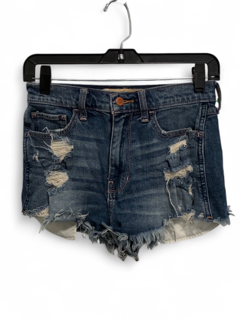 Hollister High Rise Distressed Dark Blue Denim Vintage Shorts